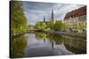 Sweden, Central Sweden, Uppsala, Domkyrka Cathedral, reflection-Walter Bibikow-Stretched Canvas