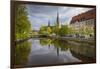 Sweden, Central Sweden, Uppsala, Domkyrka Cathedral, reflection-Walter Bibikow-Framed Photographic Print