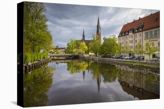 Sweden, Central Sweden, Uppsala, Domkyrka Cathedral, reflection-Walter Bibikow-Stretched Canvas