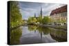 Sweden, Central Sweden, Uppsala, Domkyrka Cathedral, reflection-Walter Bibikow-Stretched Canvas