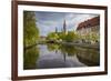 Sweden, Central Sweden, Uppsala, Domkyrka Cathedral, reflection-Walter Bibikow-Framed Photographic Print