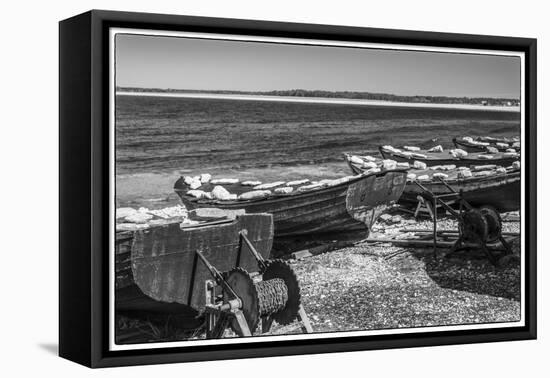 Sweden, Faro Island, Kursviken, coastal farmers fishing boats-Walter Bibikow-Framed Stretched Canvas