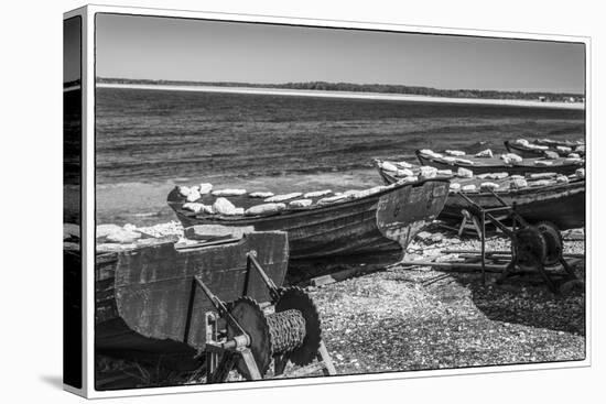 Sweden, Faro Island, Kursviken, coastal farmers fishing boats-Walter Bibikow-Stretched Canvas
