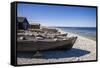 Sweden, Faro Island, Kursviken, coastal farmers fishing boats-Walter Bibikow-Framed Stretched Canvas