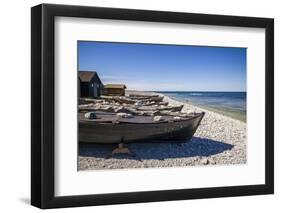 Sweden, Faro Island, Kursviken, coastal farmers fishing boats-Walter Bibikow-Framed Photographic Print