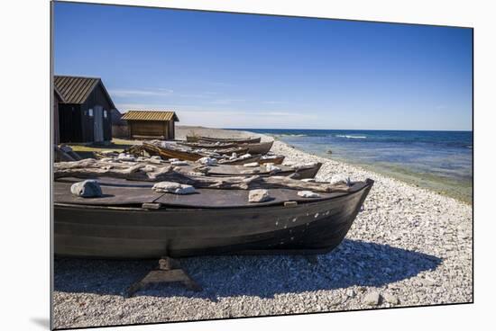 Sweden, Faro Island, Kursviken, coastal farmers fishing boats-Walter Bibikow-Mounted Photographic Print