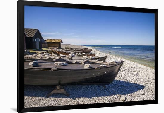 Sweden, Faro Island, Kursviken, coastal farmers fishing boats-Walter Bibikow-Framed Photographic Print