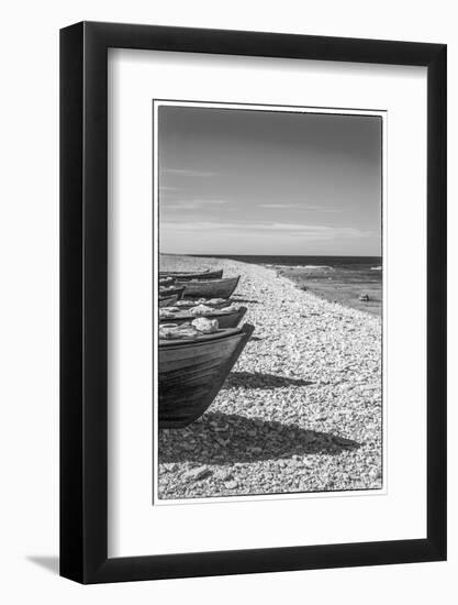 Sweden, Faro Island, Kursviken, coastal farmers fishing boats-Walter Bibikow-Framed Photographic Print