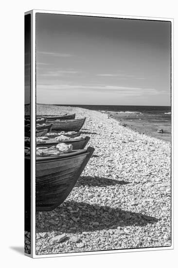 Sweden, Faro Island, Kursviken, coastal farmers fishing boats-Walter Bibikow-Stretched Canvas