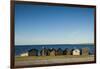 Sweden, Faro Island, Kursviken, coastal farmers fishing shacks, sunset-Walter Bibikow-Framed Photographic Print