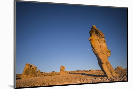 Sweden, Faro Island, Langhammars Area, Langhammar coastal limestone rauk rock, sunset-Walter Bibikow-Mounted Photographic Print