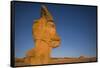 Sweden, Faro Island, Langhammars Area, Langhammar coastal limestone rauk rock, sunset-Walter Bibikow-Framed Stretched Canvas