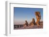 Sweden, Faro Island, Langhammars Area, Langhammar coastal limestone rauk rock, sunset-Walter Bibikow-Framed Photographic Print