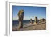 Sweden, Faro Island, Langhammars Area, Langhammar coastal limestone rauk rock, sunset-Walter Bibikow-Framed Photographic Print