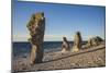Sweden, Faro Island, Langhammars Area, Langhammar coastal limestone rauk rock, sunset-Walter Bibikow-Mounted Photographic Print