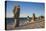 Sweden, Faro Island, Langhammars Area, Langhammar coastal limestone rauk rock, sunset-Walter Bibikow-Stretched Canvas