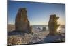 Sweden, Faro Island, Langhammars Area, Langhammar coastal limestone rauk rock, sunset-Walter Bibikow-Mounted Photographic Print