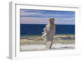 Sweden, Faro Island, Langhammars Area, Langhammar coastal limestone rauk rock-Walter Bibikow-Framed Photographic Print