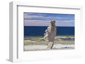 Sweden, Faro Island, Langhammars Area, Langhammar coastal limestone rauk rock-Walter Bibikow-Framed Photographic Print