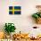 Sweden Flag Design with Wood Patterning - Flags of the World Series-Philippe Hugonnard-Art Print displayed on a wall