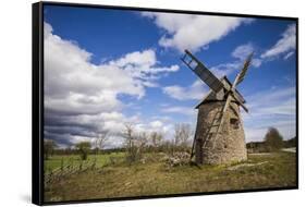 Sweden, Gotland Island, Botvatte, old windmill-Walter Bibikow-Framed Stretched Canvas