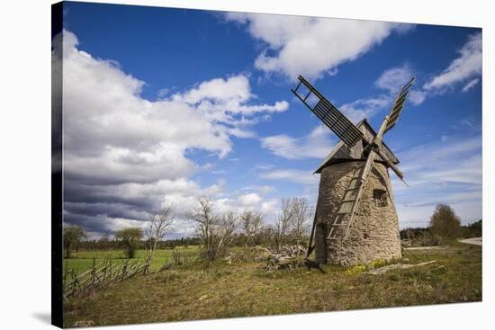 Sweden, Gotland Island, Botvatte, old windmill-Walter Bibikow-Stretched Canvas