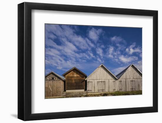 Sweden, Gotland Island, Djupvik, fishing shacks-Walter Bibikow-Framed Photographic Print