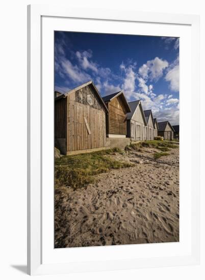 Sweden, Gotland Island, Djupvik, fishing shacks-Walter Bibikow-Framed Photographic Print