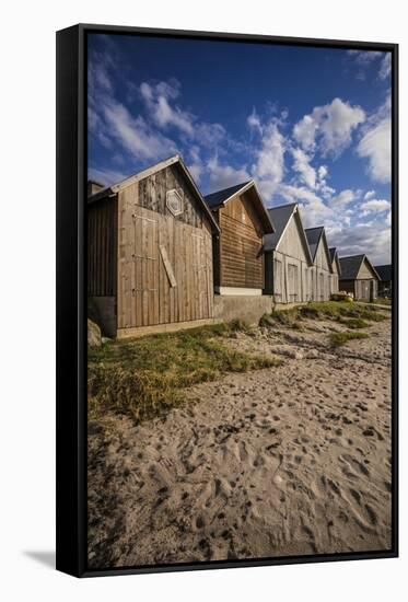 Sweden, Gotland Island, Djupvik, fishing shacks-Walter Bibikow-Framed Stretched Canvas