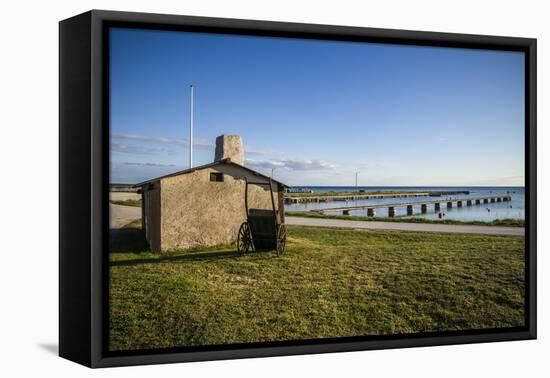 Sweden, Gotland Island, Gnisvard, fishing shack-Walter Bibikow-Framed Stretched Canvas