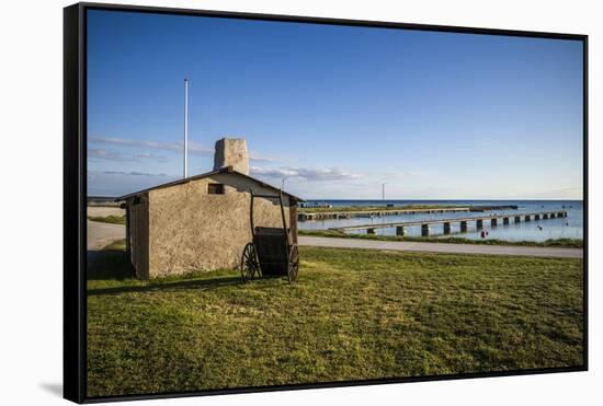 Sweden, Gotland Island, Gnisvard, fishing shack-Walter Bibikow-Framed Stretched Canvas