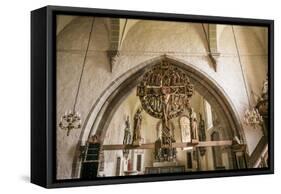 Sweden, Gotland Island, Oja, Oja church, crucifix-Walter Bibikow-Framed Stretched Canvas