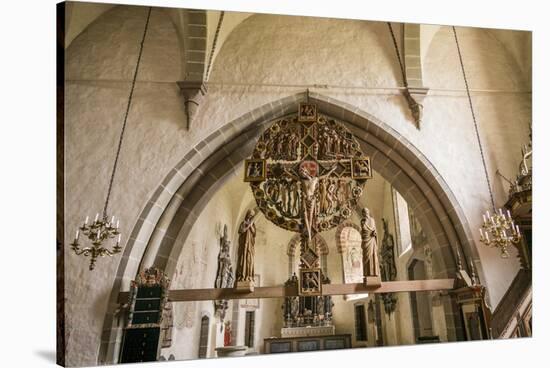 Sweden, Gotland Island, Oja, Oja church, crucifix-Walter Bibikow-Stretched Canvas