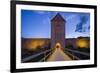 Sweden, Gotland Island, Visby, 12th century city wall, city wall in Osterport Tower, dawn-Walter Bibikow-Framed Photographic Print