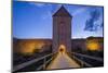 Sweden, Gotland Island, Visby, 12th century city wall, city wall in Osterport Tower, dawn-Walter Bibikow-Mounted Photographic Print
