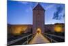 Sweden, Gotland Island, Visby, 12th century city wall, city wall in Osterport Tower, dawn-Walter Bibikow-Mounted Photographic Print