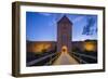 Sweden, Gotland Island, Visby, 12th century city wall, city wall in Osterport Tower, dawn-Walter Bibikow-Framed Photographic Print