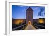 Sweden, Gotland Island, Visby, 12th century city wall, city wall in Osterport Tower, dawn-Walter Bibikow-Framed Photographic Print