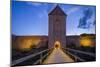 Sweden, Gotland Island, Visby, 12th century city wall, city wall in Osterport Tower, dawn-Walter Bibikow-Mounted Photographic Print