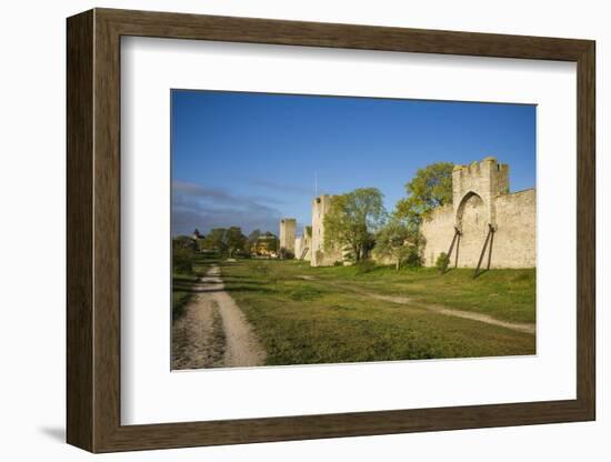 Sweden, Gotland Island, Visby, 12th century city wall, most complete medieval city wall in Europe-Walter Bibikow-Framed Photographic Print