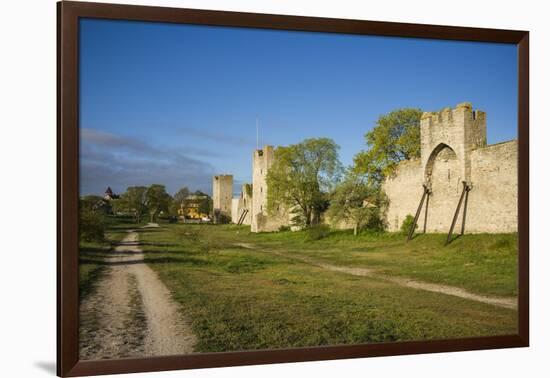 Sweden, Gotland Island, Visby, 12th century city wall, most complete medieval city wall in Europe-Walter Bibikow-Framed Photographic Print