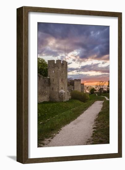 Sweden, Gotland Island, Visby, 12th century city wall, most complete medieval city wall-Walter Bibikow-Framed Photographic Print