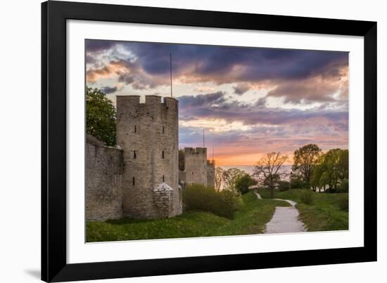 Sweden, Gotland Island, Visby, 12th century city wall, most complete medieval city wall-Walter Bibikow-Framed Photographic Print