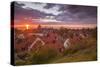 Sweden, Gotland Island, Visby, high angle city view, dusk-Walter Bibikow-Stretched Canvas