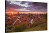 Sweden, Gotland Island, Visby, high angle city view, dusk-Walter Bibikow-Stretched Canvas