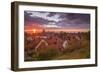 Sweden, Gotland Island, Visby, high angle city view, dusk-Walter Bibikow-Framed Photographic Print