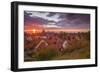 Sweden, Gotland Island, Visby, high angle city view, dusk-Walter Bibikow-Framed Photographic Print