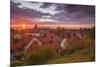 Sweden, Gotland Island, Visby, high angle city view, dusk-Walter Bibikow-Mounted Photographic Print