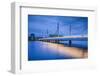 Sweden, Lake Vattern Area, Jonkoping, Munksjon Bay Bridge, dusk-Walter Bibikow-Framed Photographic Print