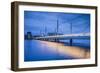 Sweden, Lake Vattern Area, Jonkoping, Munksjon Bay Bridge, dusk-Walter Bibikow-Framed Photographic Print